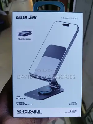 Green Lion M5-Foldable Phone Tablet Holder - Black