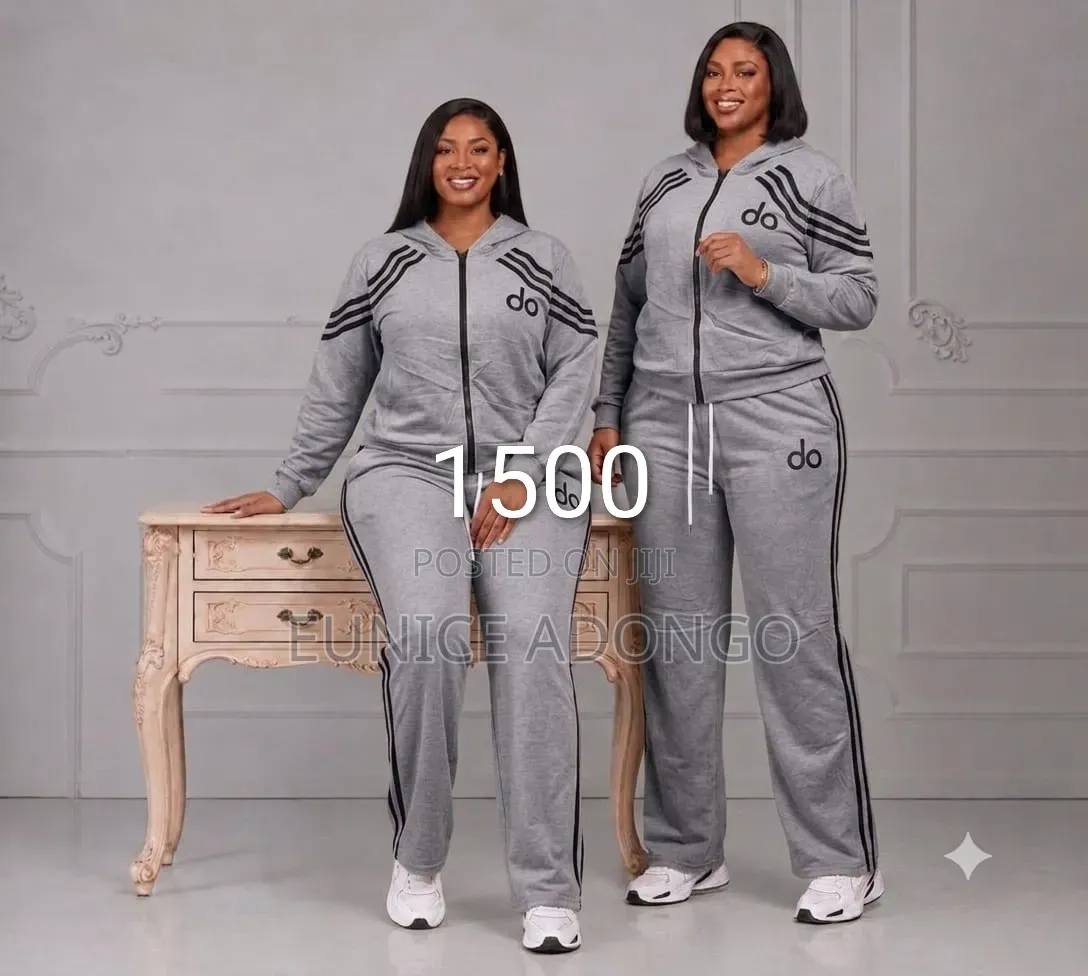 Ladies 2 PC Sweatpants in Grey Black, Cream, Navy Blue