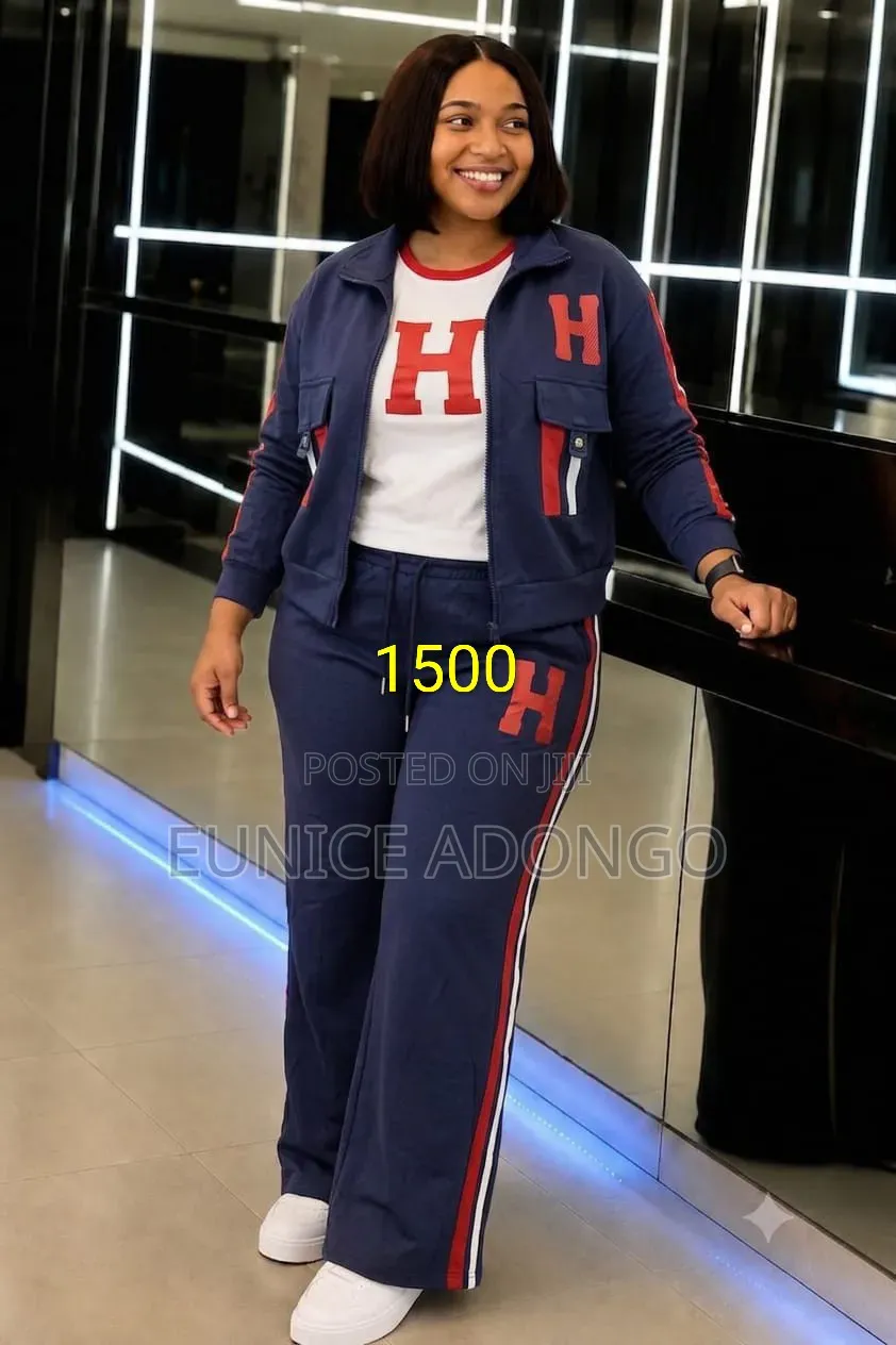 Ladies 2 PC Sweatpants in Grey Black, Cream, Navy Blue