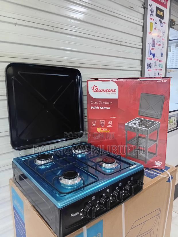 Ramtons Gas Cooker 4gas Burner With Stand and Shelves - thumbnail 2