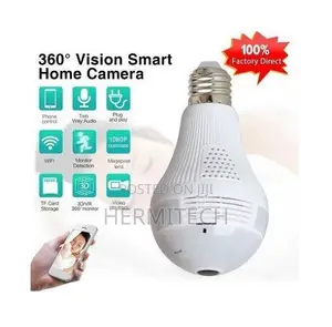 Pan Tilt WiFi Bulb Camera System, Night Vision, Sd Card Slot