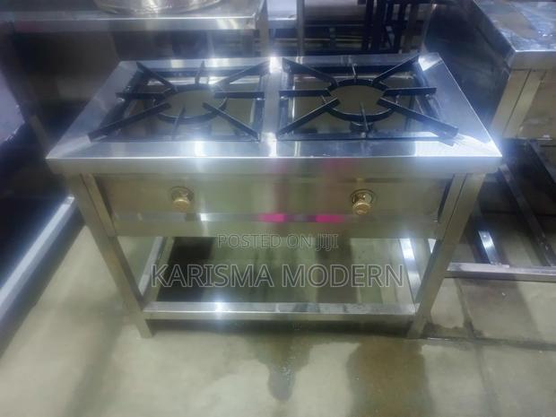 Stainless Steel Commercial Two-Burner Gas Cooker