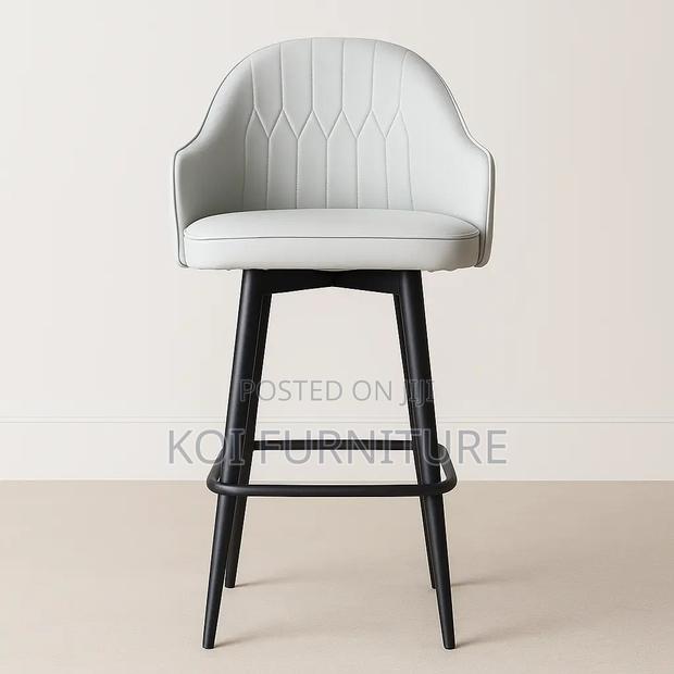 Barstool; Leather Recliner Swivel Barstools - thumbnail 3