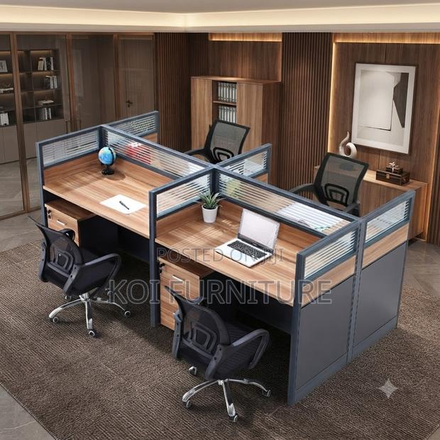 Office Workstation; Four Users Modern Orgazation Brown Workstation - thumbnail 5