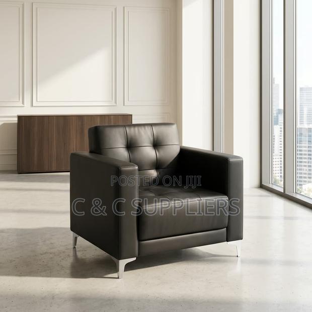Single Seater Leather Sofa Set. - thumbnail 2