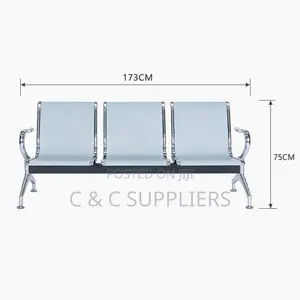 3-Seater Metallic Airport Bench