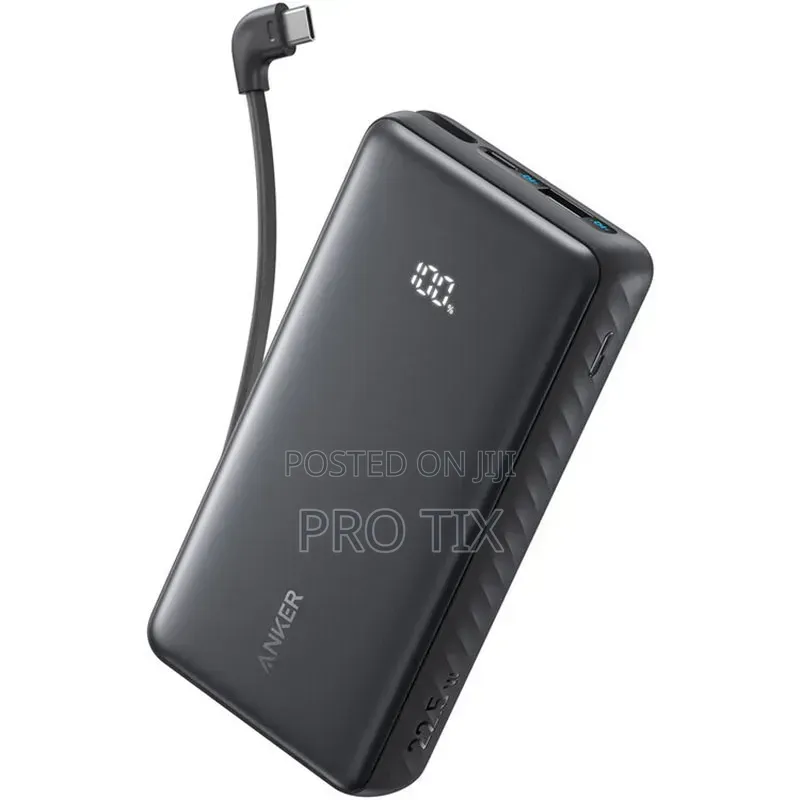 Anker Zolo Power Bank (, 22.5w, Built-in USB-C Cable) Black