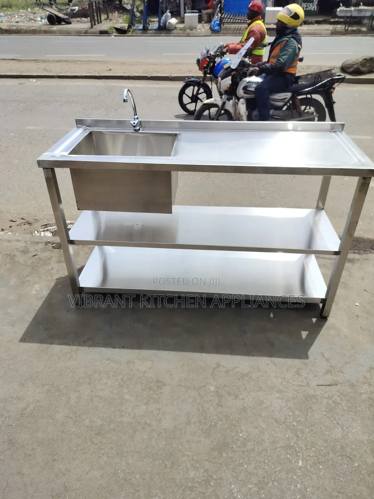 Commercial Stainless Steel Single Bowl Sink With Two Undershelves