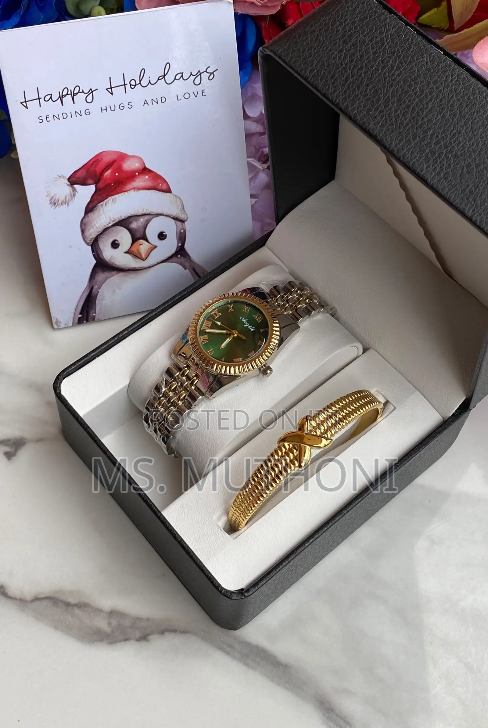 Ladies Boxed Watch and Bracelet + Card Gift Sets.