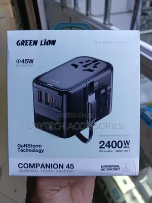 Green Lion Companion 45 Universal Travel Adapter 45W PD Output.