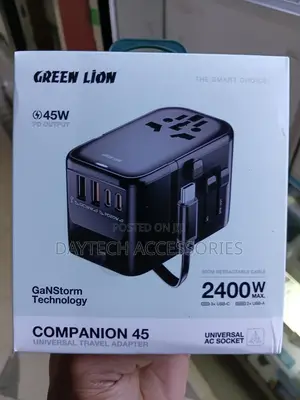 Green Lion Companion 45 Universal Travel Adapter 45W PD Output.