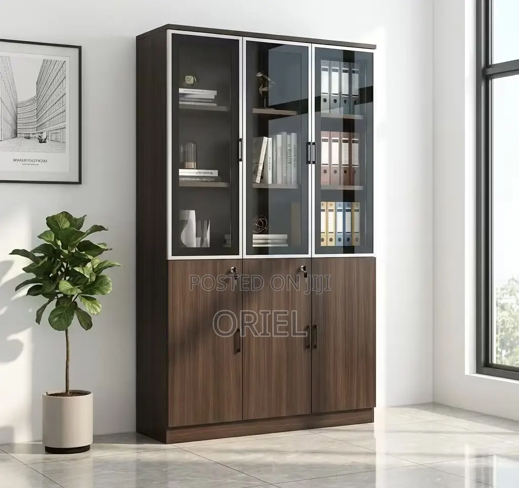 Office Cabinet : 3-Door Wooden Filing Cabinet