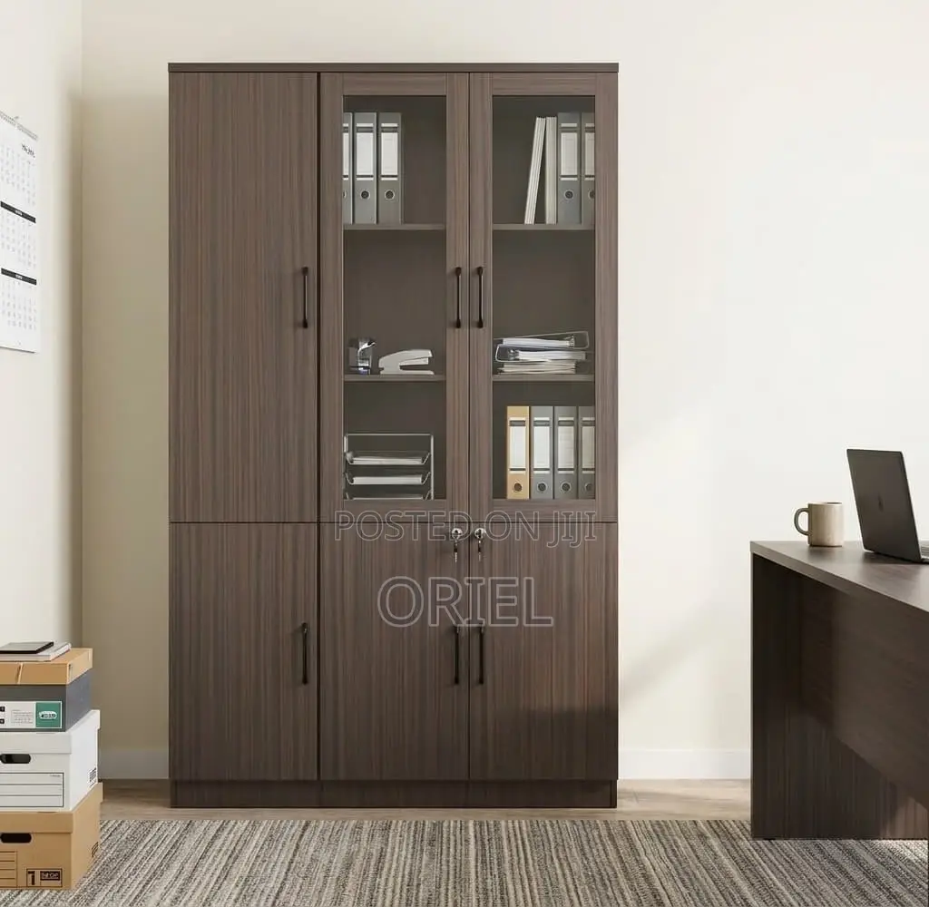 Office Cabinet : 3-Door Wooden Filing Cabinet