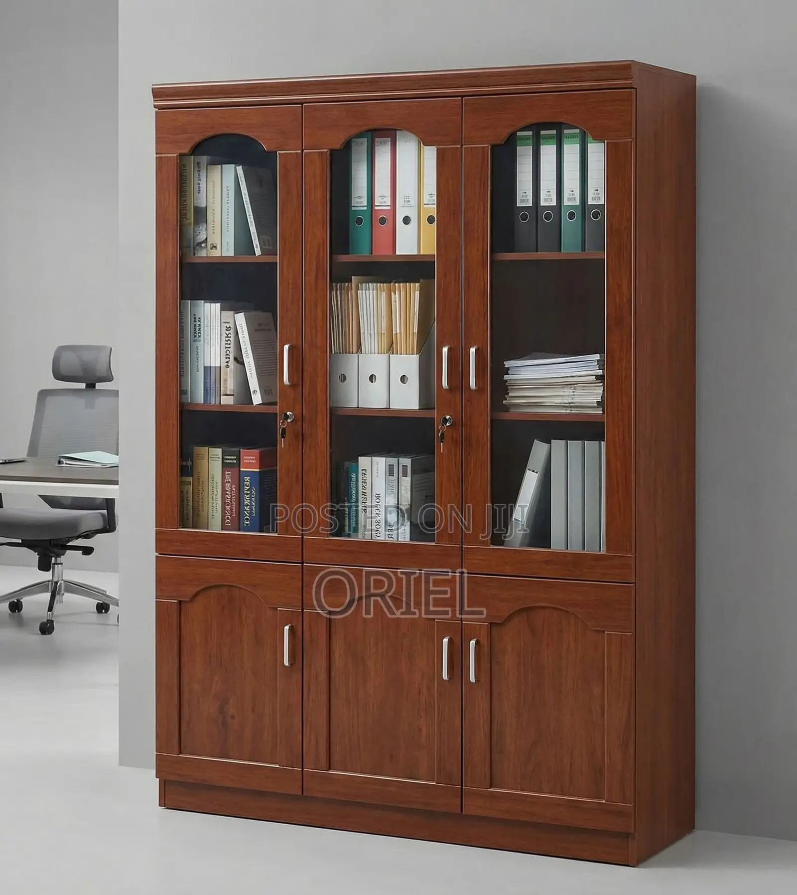 Office Cabinet : 3-Door Wooden Filing Cabinet