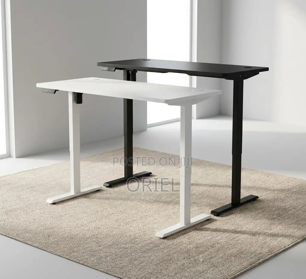 Office Desk : White Electric Standing 120CM Office Computer Desk