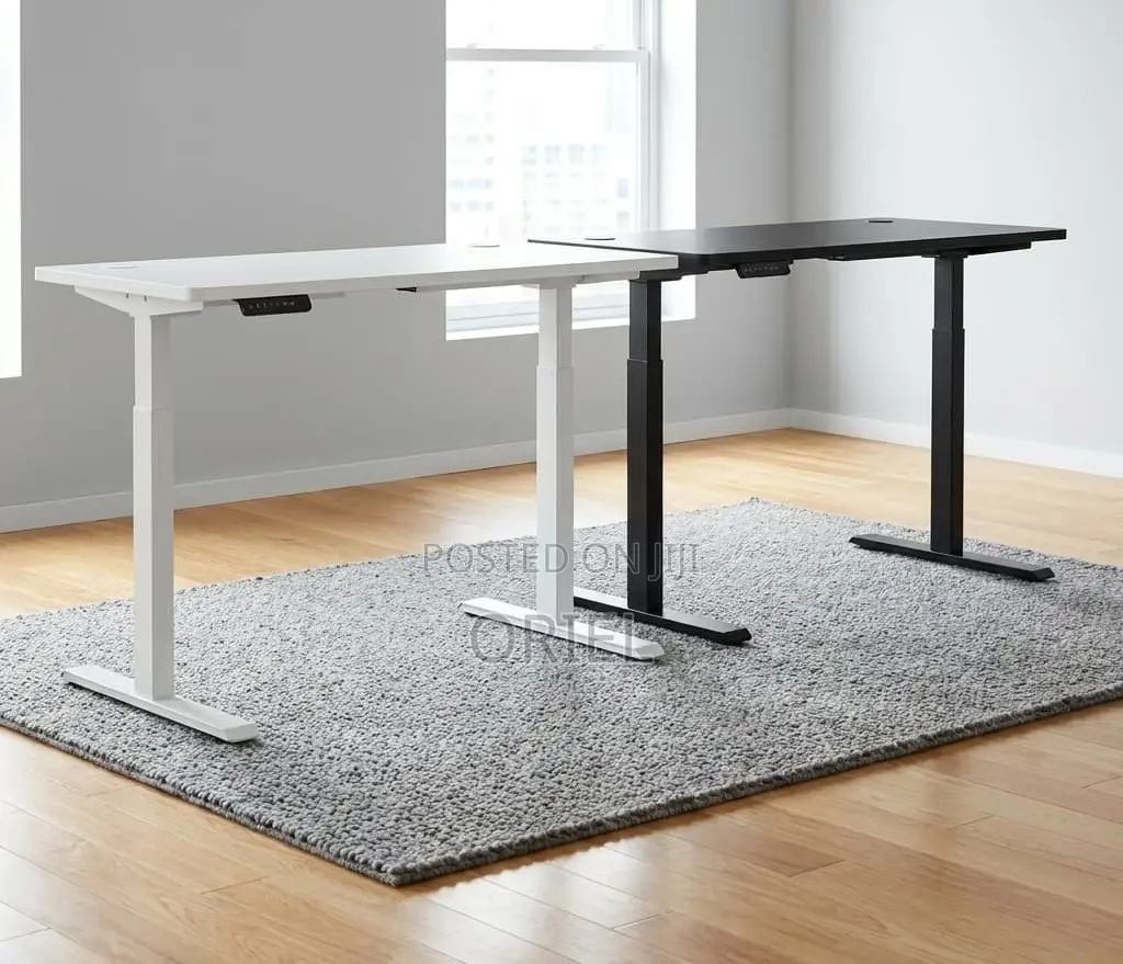 Office Desk : White Electric Standing 120CM Office Computer Desk