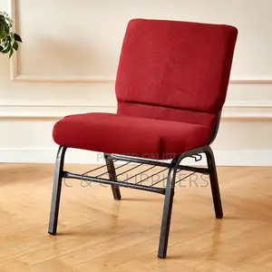 Interlocking Fabric Church Armless Chair.