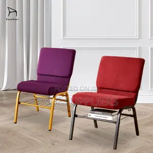 Interlocking Fabric Church Armless Chair.