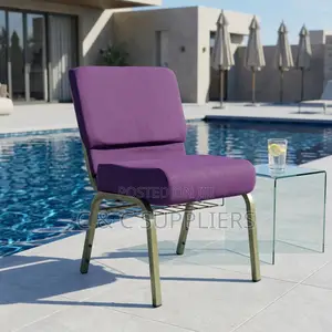 Interlocking Fabric Church Armless Chair.