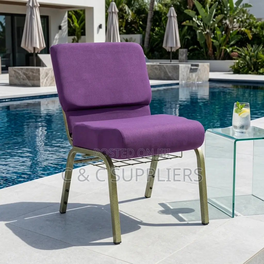 Interlocking Fabric Church Armless Chair.