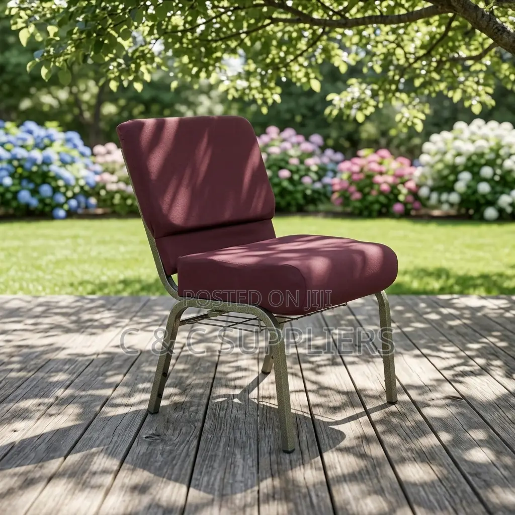 Interlocking Fabric Church Armless Chair.