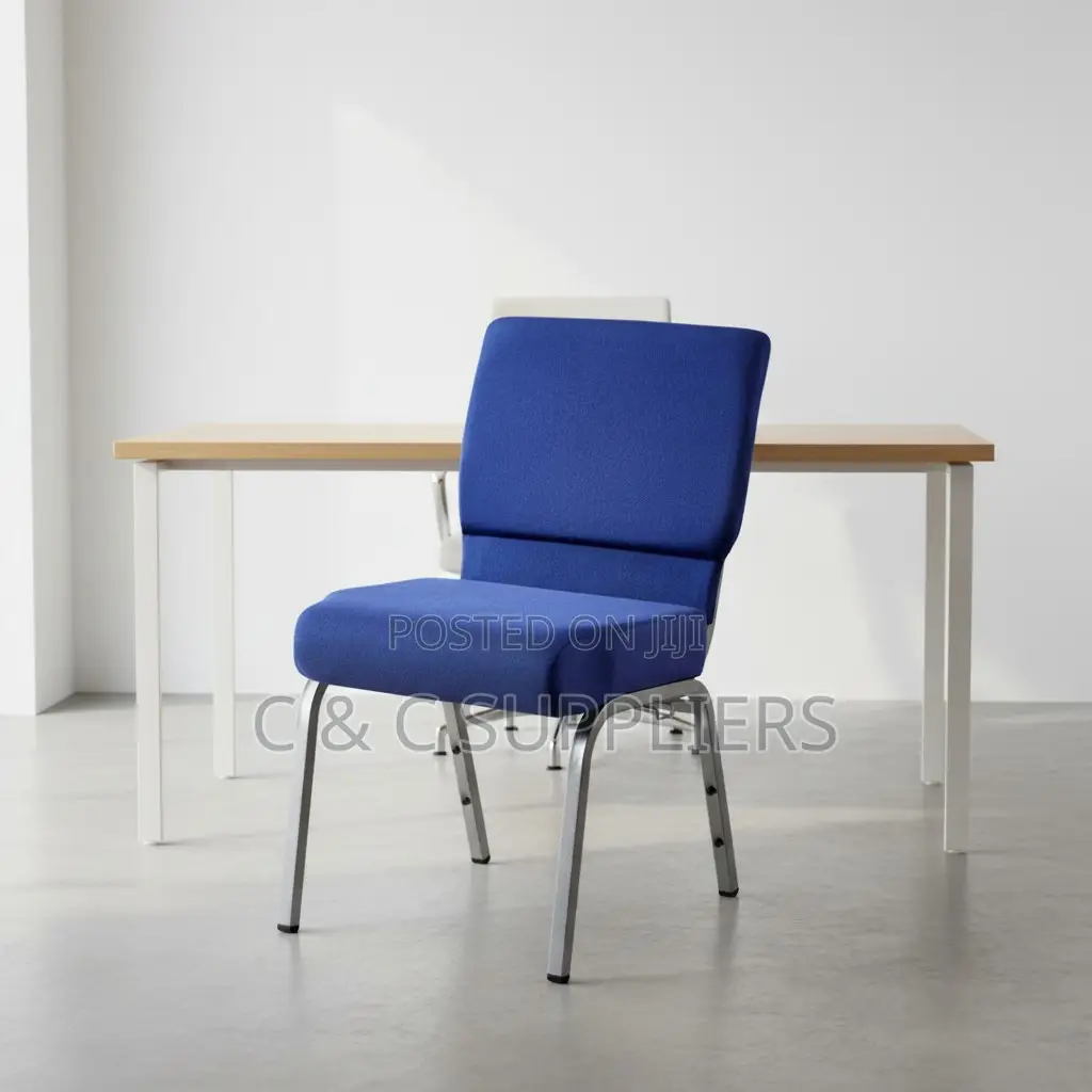 Interlocking Fabric Church Armless Chair.