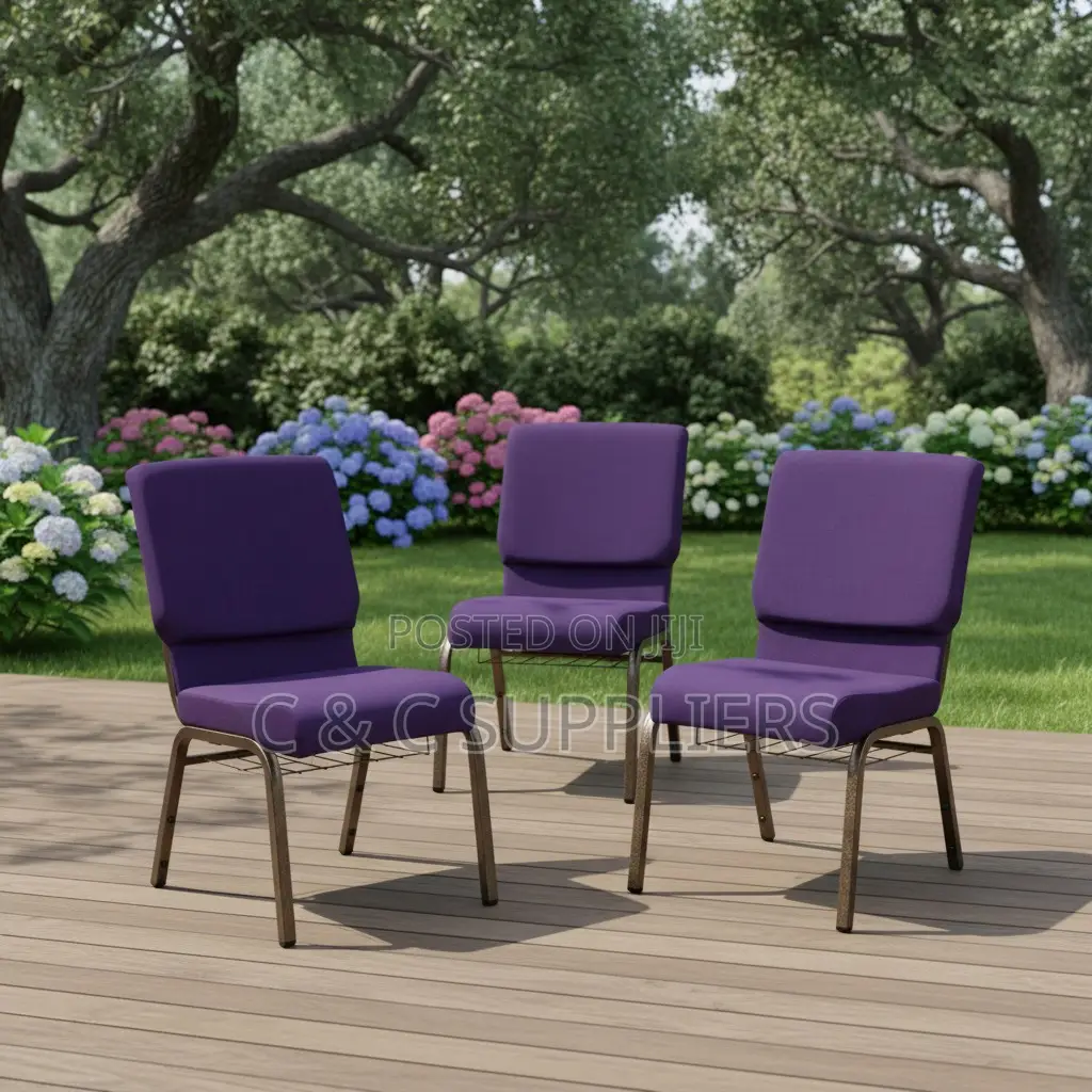 Interlocking Fabric Church Armless Chair.