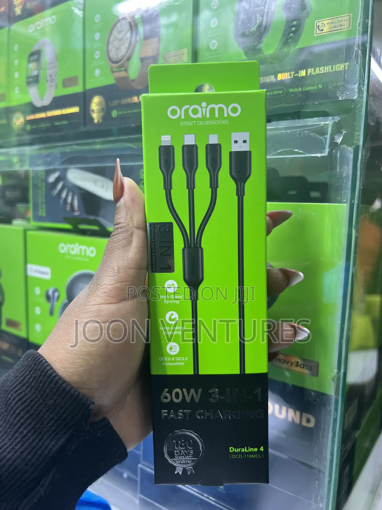 DuraLine 4 (Model:OCD-118mcl) 3in1multi-Connector Fast Charging Cable