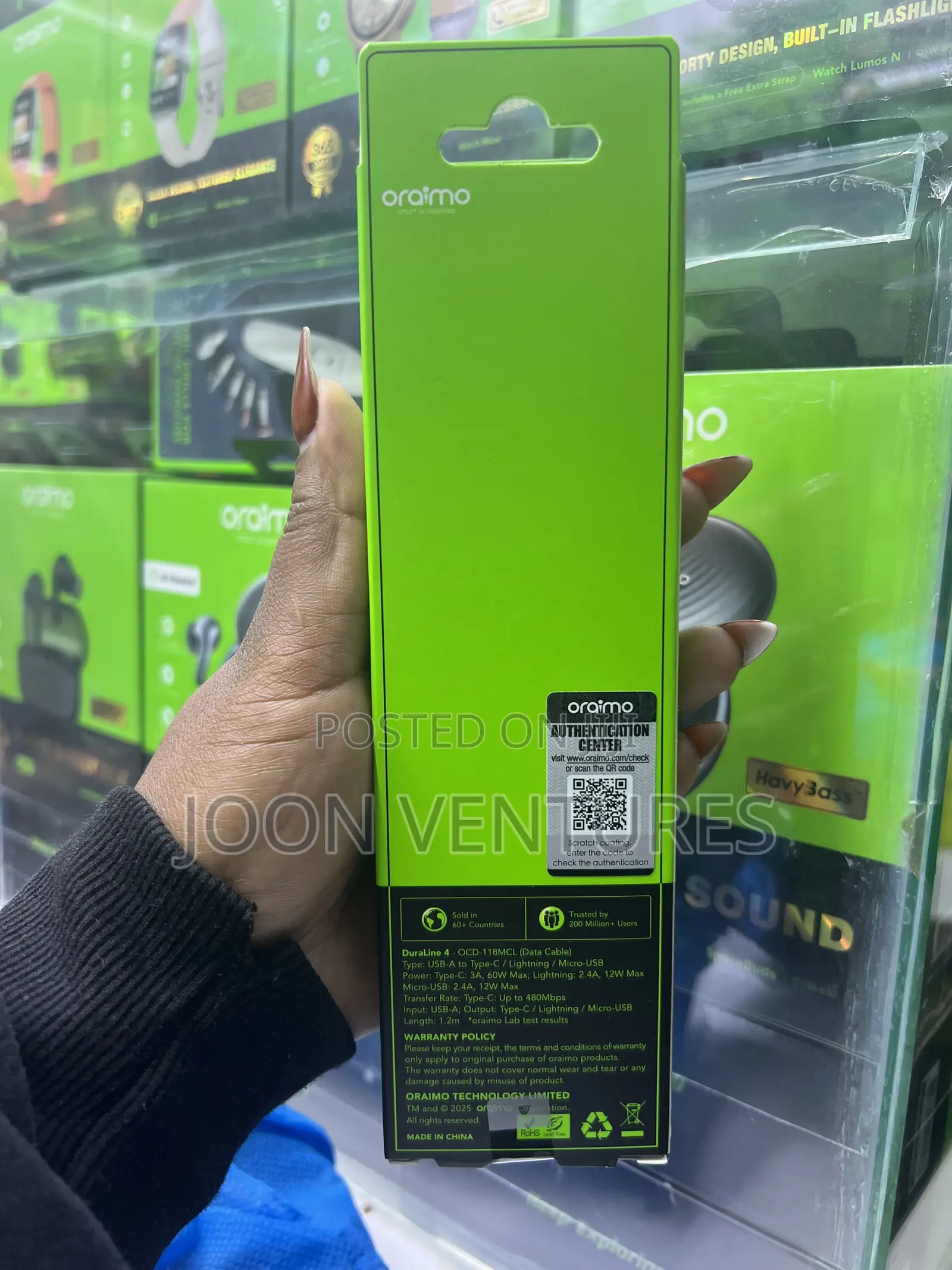DuraLine 4 (Model:OCD-118mcl) 3in1multi-Connector Fast Charging Cable