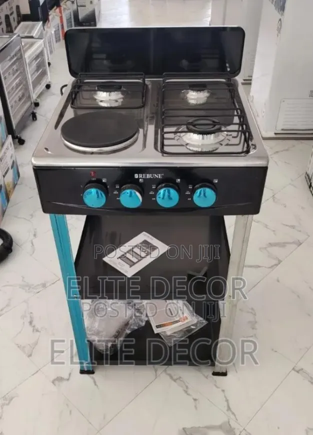 Rebune 3 Gas + 1 Electric Standing Cooker With Storage Shelves