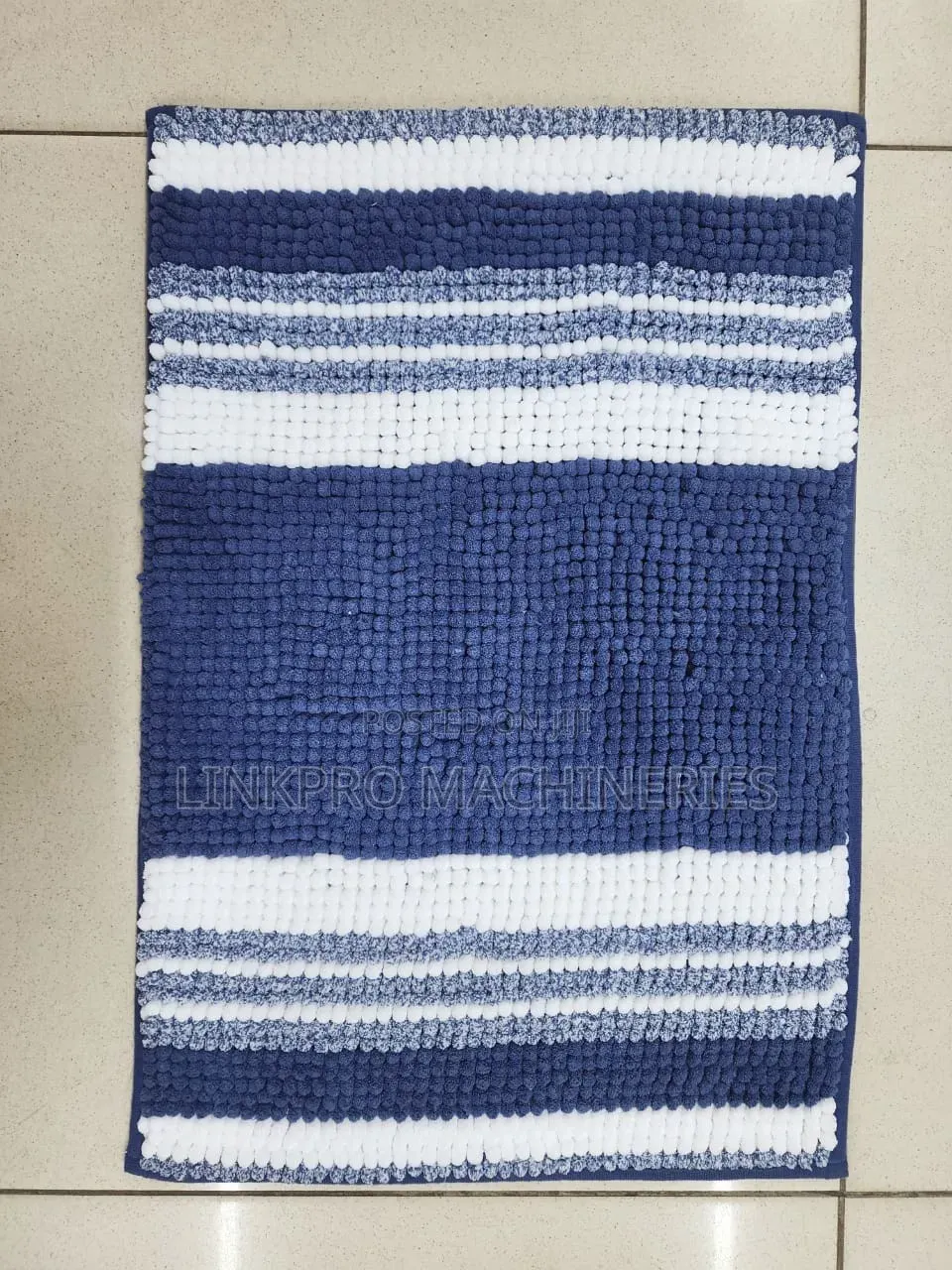Dark Blue Striped White Sausage Door Mat
 Size 40*60cm
