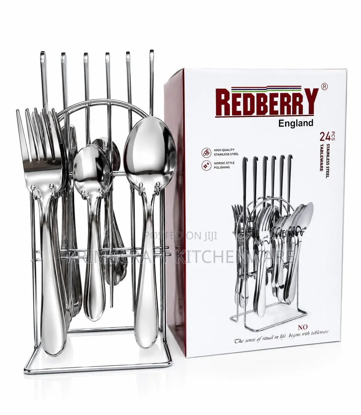 Redberry England 24-Piece Stainless Steel Cutlery Set With Stand