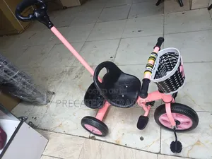 Kids Tricycle With Push Handle Storage Basket