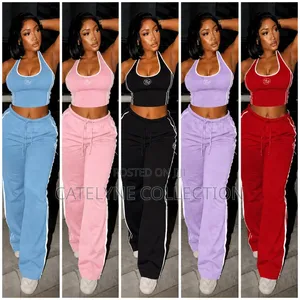 Stylish Two-Piece Sweatpants Crop Top Set