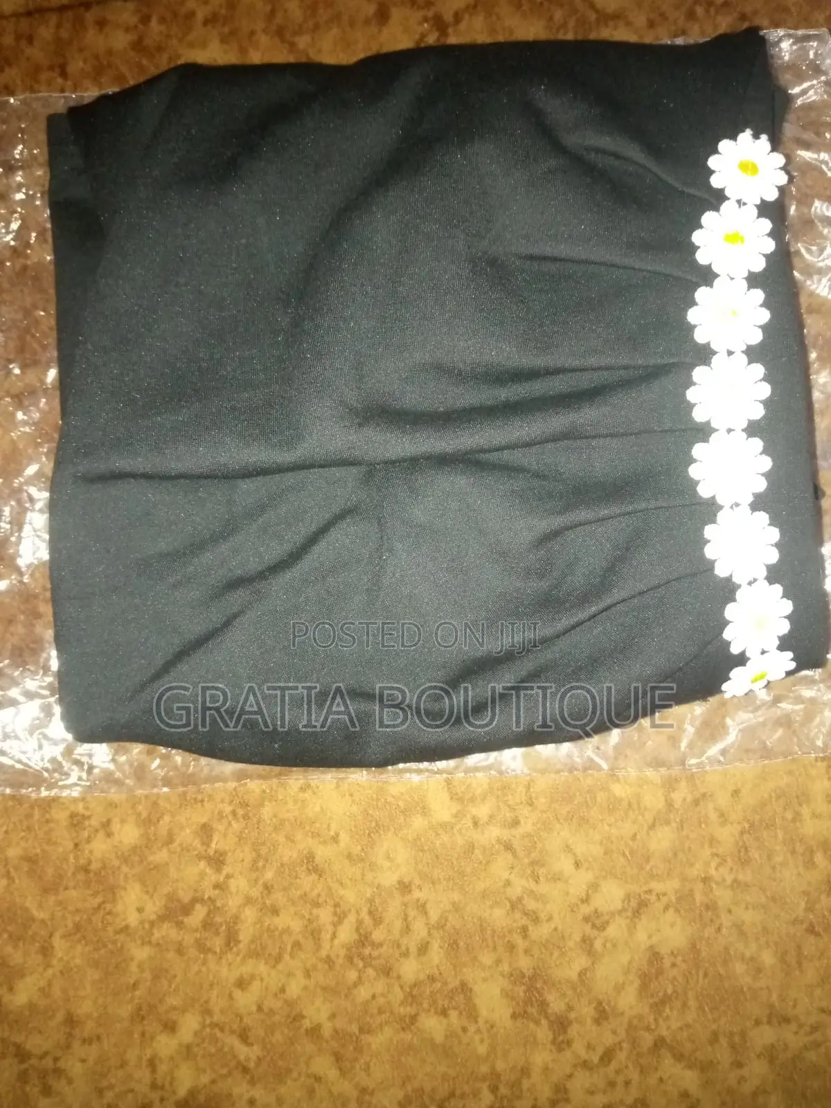 Beautiful Black Dress With Cute Flowers