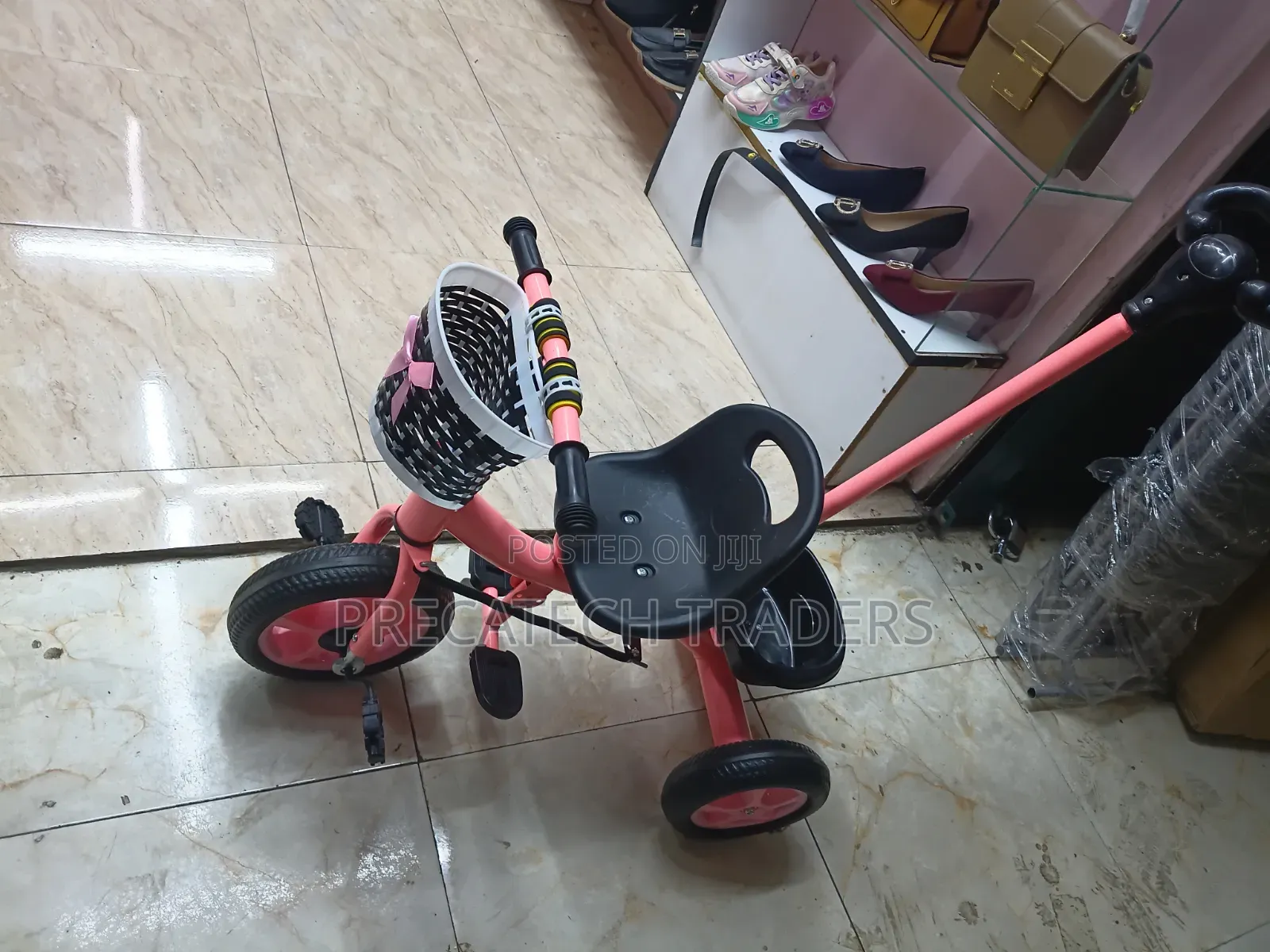 Children's Tricycle With Parent Push Bar – Pink