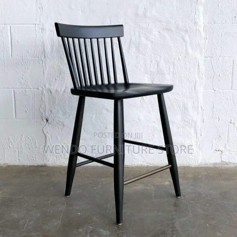 Barstool; Armless Black Eames Barstool Style