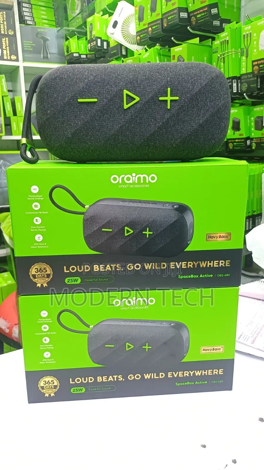 Oraimo SpaceBox Active Wireless Speaker 25W – Deep Bass, 14H Playtime
