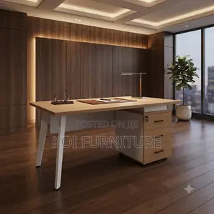 Office Desk; 120cm Executive Home Offices Lockable Brown Desk
