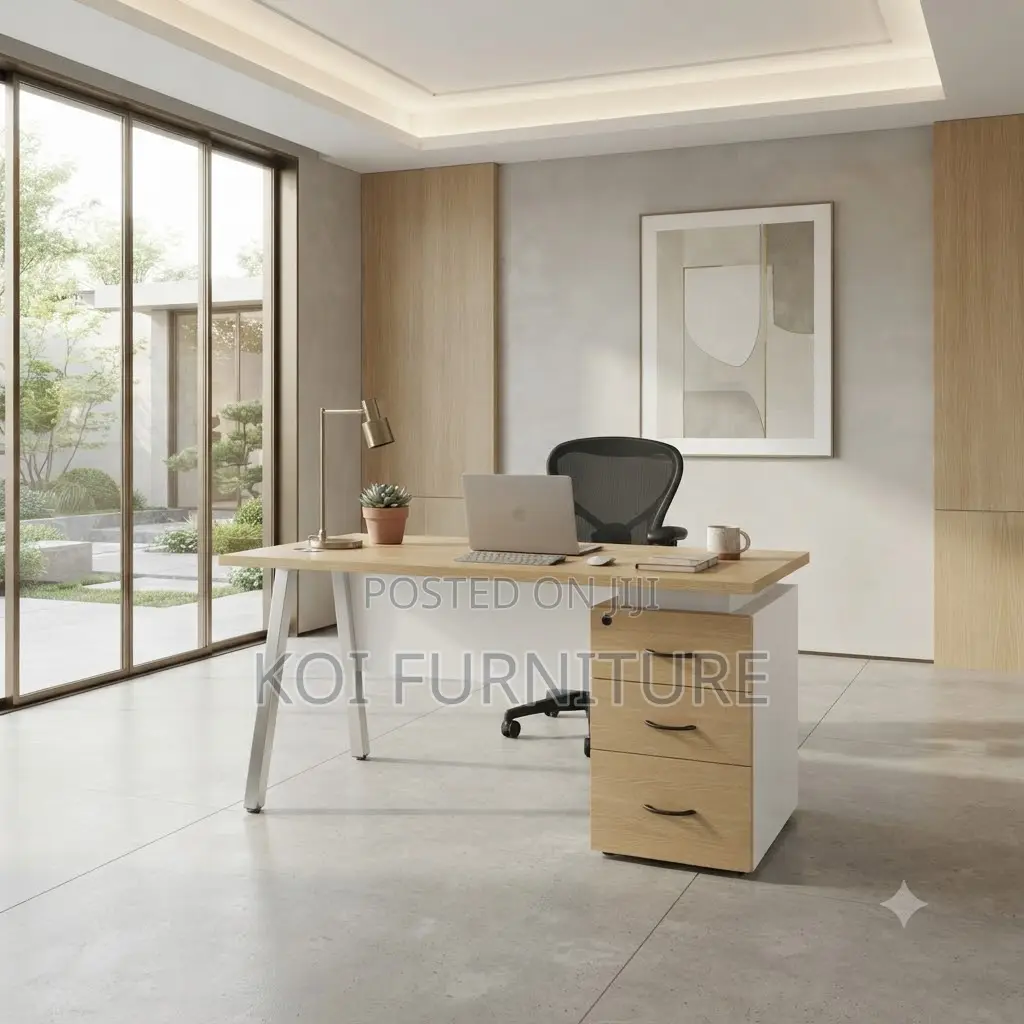 Office Desk; 120cm Executive Home Offices Lockable Brown Desk