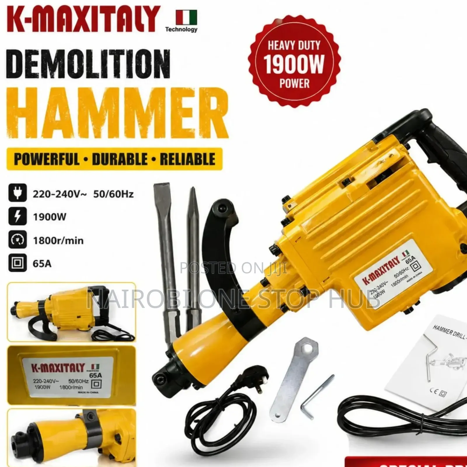 K-Maxitaly 1900W Heavy Duty Demolition Hammer