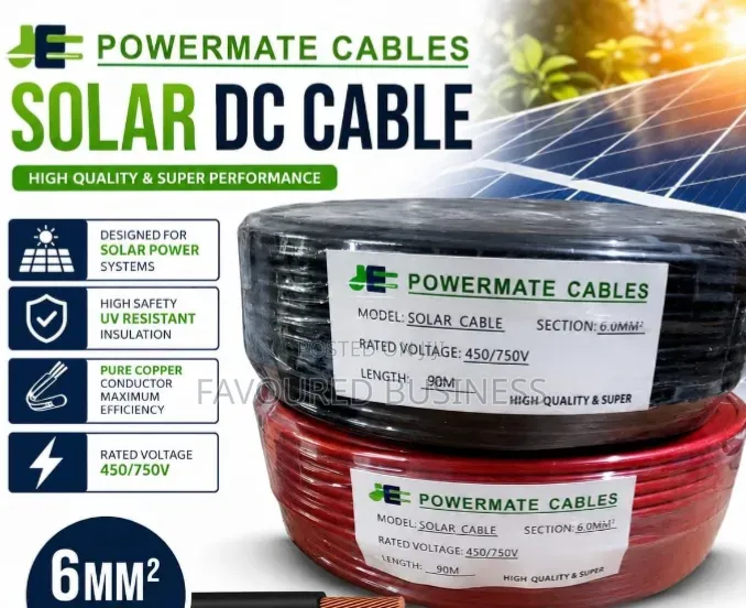 Professional Solar Dc Cable 6mm ,90metres Available at Good Price