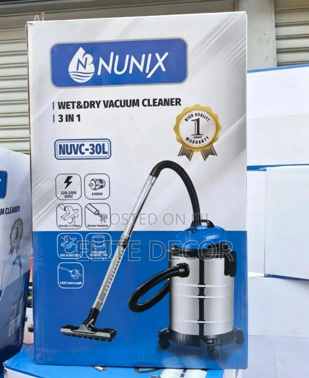 Nunix NUVC-30L 30L Wet Dry Vacuum Cleaner – 1400W Powerful Motor