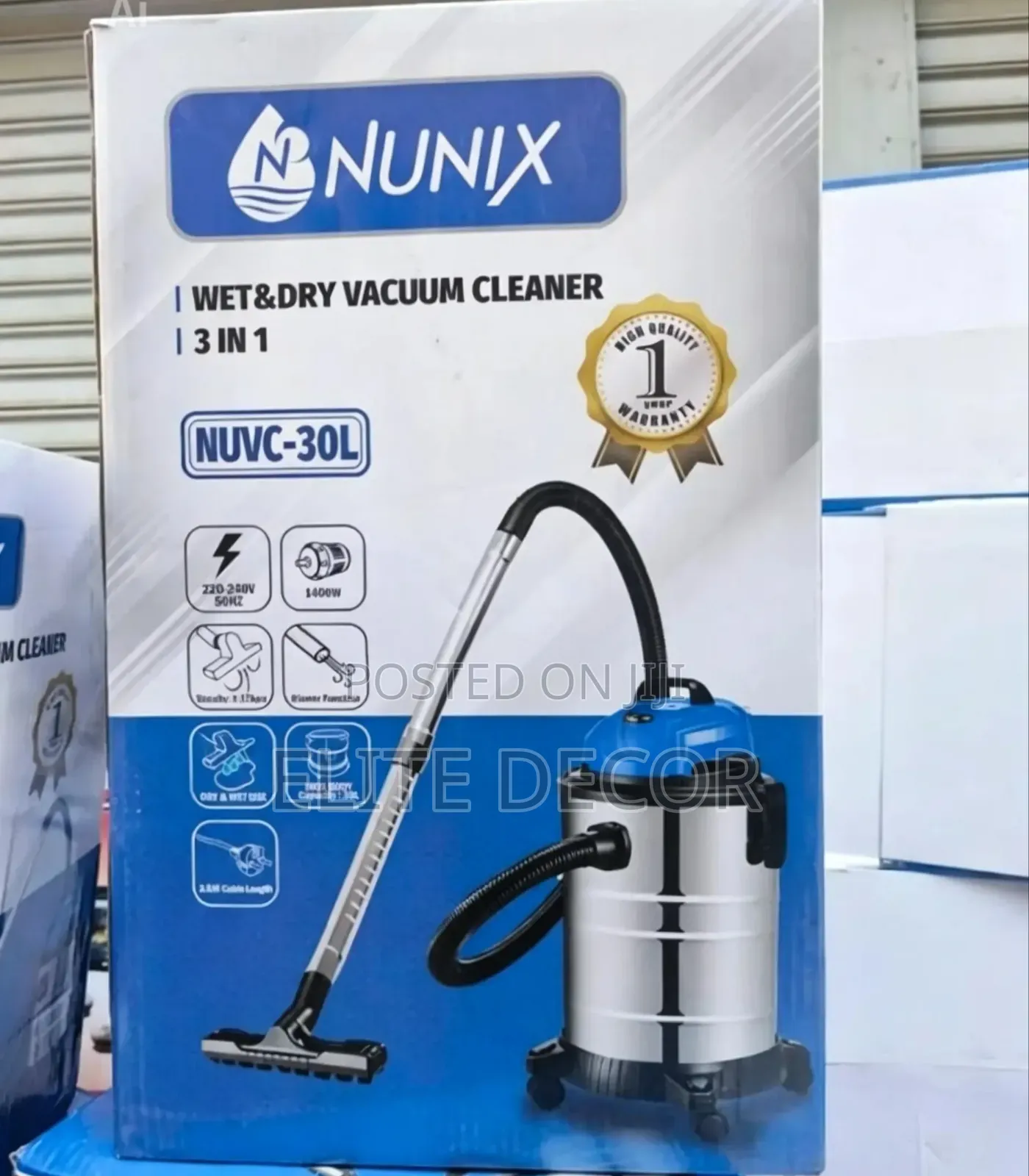 Nunix NUVC-30L 30L Wet Dry Vacuum Cleaner – 1400W Powerful Motor