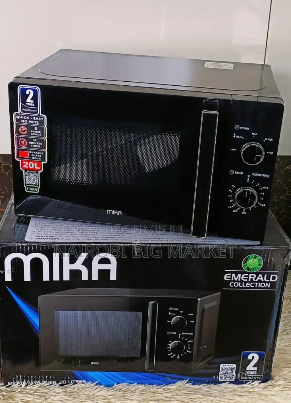 Black 20 Litres Mika Manual Microwave