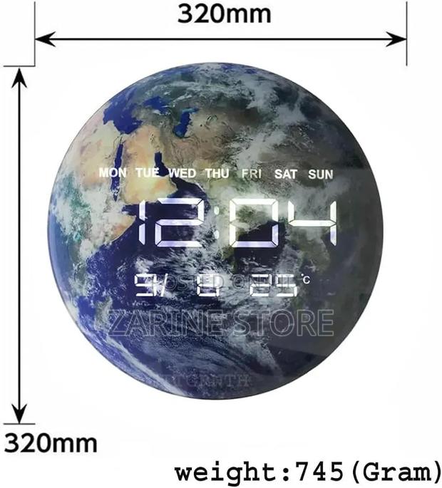 Stylish Planet LED Circular Digital Electronic Clock 3D Earth Clock - main view
