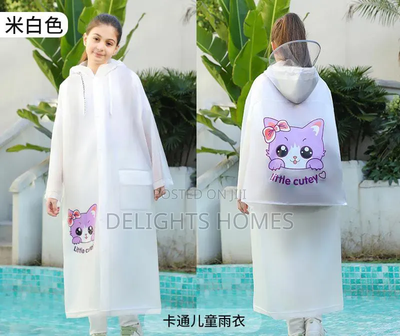 High Quality Children's Raincoat With Wide Brim Hat and Zipper_re