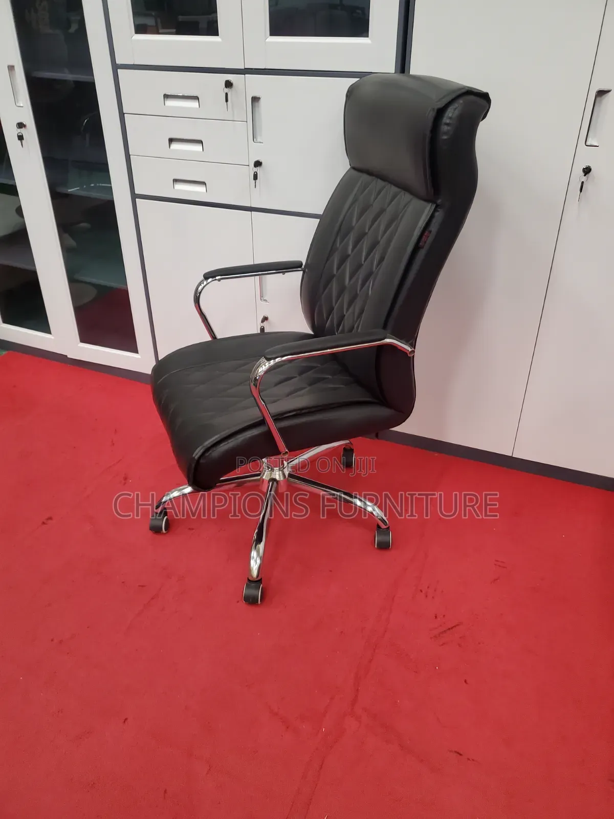 High Back Black Leather Office Chair