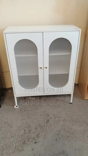 Modern White 3-Tier Arched Glass Storage Cabinet