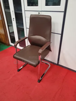 Executive Brown Leather Cantilever Chair